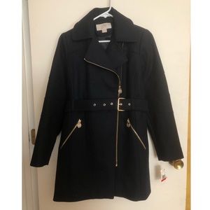 Michael Kors Wool Belted Coat - NAVY